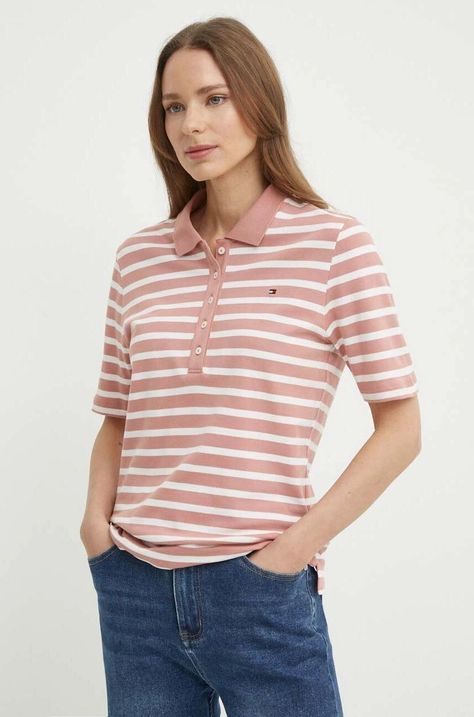 Tommy Hilfiger tricou polo femei, culoarea roz