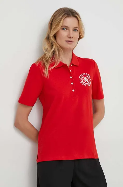 Tommy Hilfiger tricou polo femei, culoarea roșu WW0WW41061