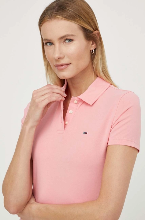 Tommy Jeans tricou polo femei, culoarea roz DW0DW17220