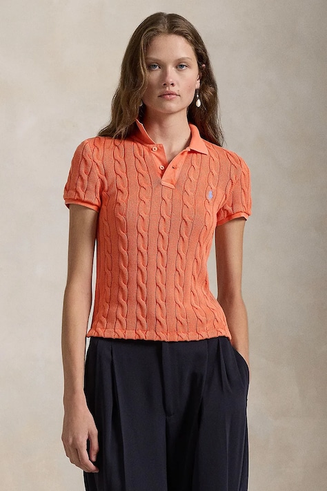 Bavlněné polo tričko Polo Ralph Lauren oranžová barva