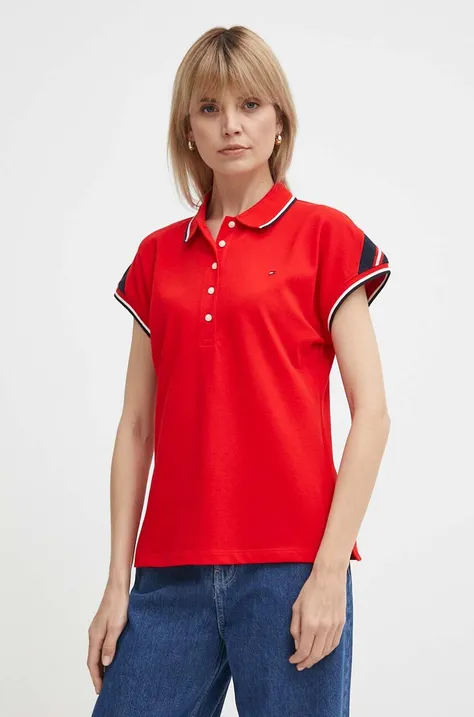 Polo majica Tommy Hilfiger za žene, boja: crvena