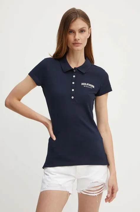 Polo majica Tommy Hilfiger za žene, boja: tamno plava, WW0WW41895