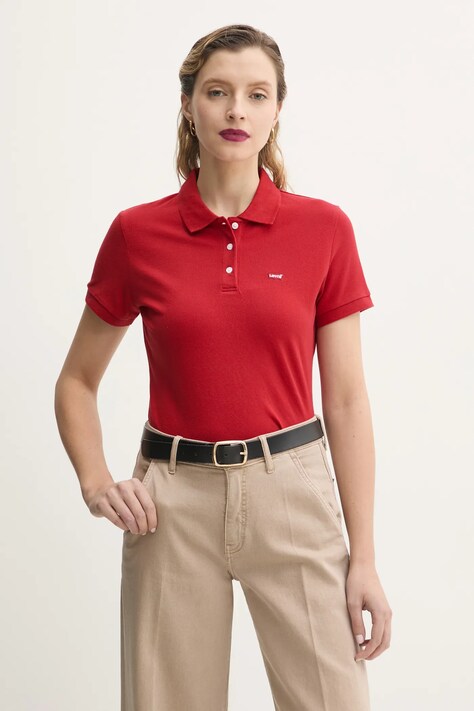 Levi's tricou polo femei, culoarea rosu, 52599