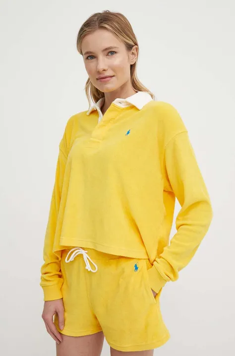 Majica z dolgimi rokavi Polo Ralph Lauren ženska, rumena barva, 211936223