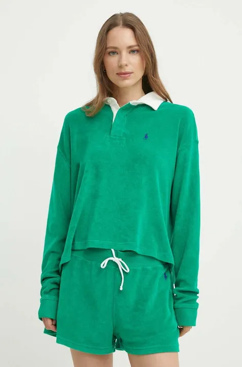 Longsleeve Polo Ralph Lauren χρώμα: πράσινο, 211936223