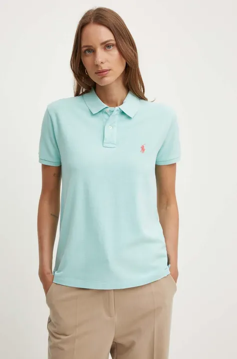 Βαμβακερό μπλουζάκι πόλο Polo Ralph Lauren χρώμα: τιρκουάζ, 211935587