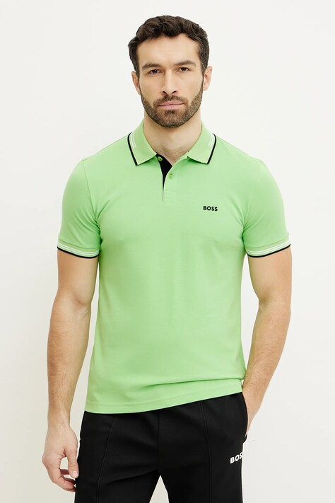 BOSS Green poló zöld, férfi, nyomott mintás, 50506193