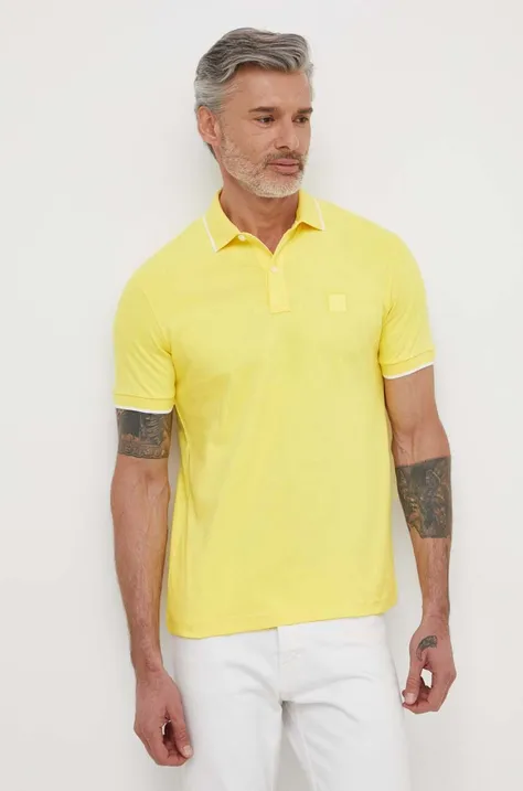Polo majica Boss Orange za muškarce, boja: žuta, bez uzorka