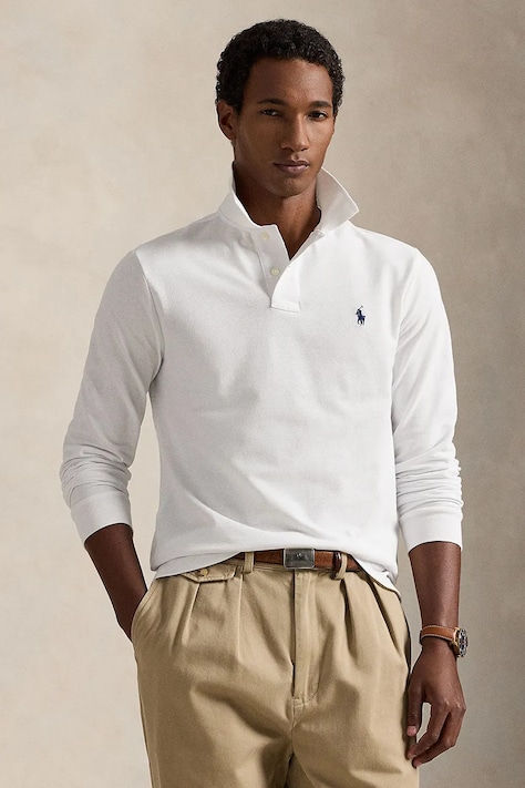 Polo Ralph Lauren Longsleeve din bumbac alb 710680790