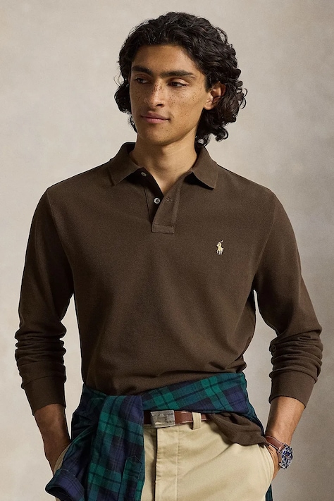 Polo Ralph Lauren Longsleeve bawełniany brązowy 710680790