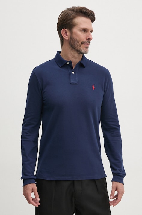 Polo Ralph Lauren top a maniche lunghe in cotone colore blu