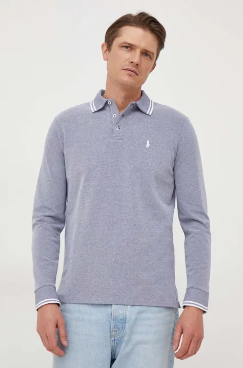 Tričko s dlouhým rukávem Polo Ralph Lauren tmavomodrá barva, 710927055