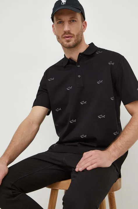 Paul&Shark polo bawełniane kolor czarny wzorzysty 23411252