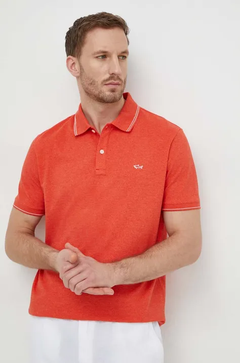 Bavlnené polo tričko Paul&Shark oranžová farba, jednofarebný
