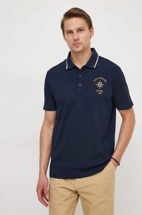 Paul&Shark polo bawełniane kolor granatowy gładki 24411350