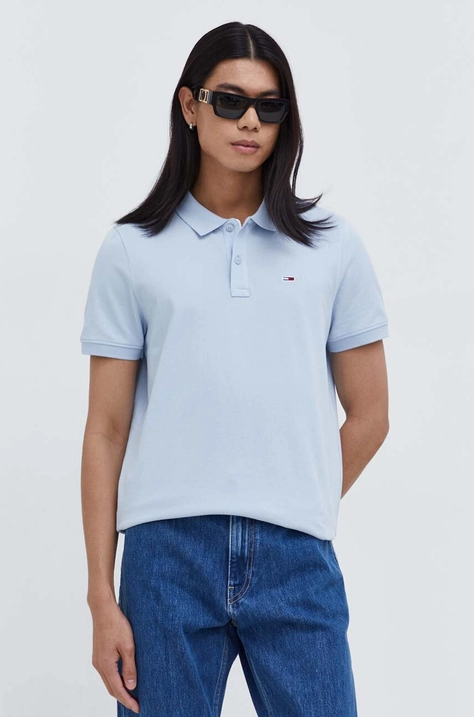 Tommy Jeans polo bawełniane kolor niebieski DM0DM18312