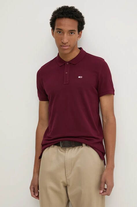 Tommy Jeans polo de bumbac culoarea albastru marin, neted, DM0DM18312