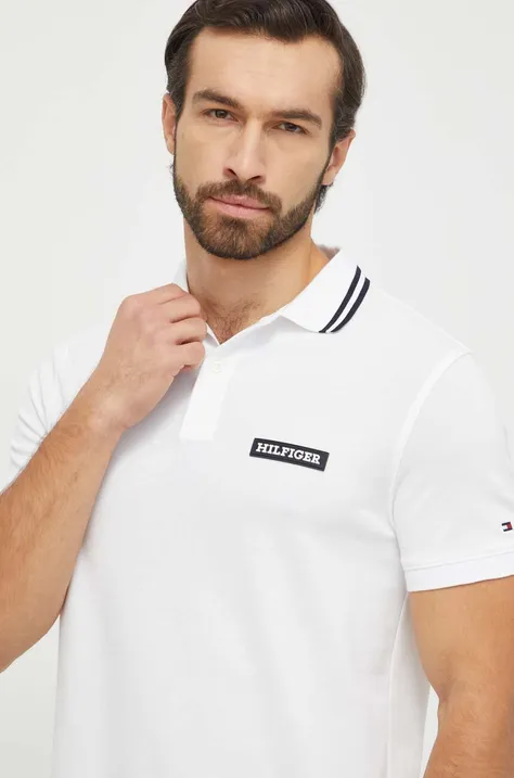 Polo majica Tommy Hilfiger za muškarce, boja: bijela, bez uzorka, MW0MW33583