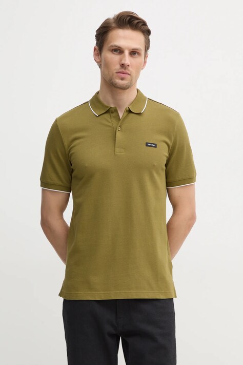 Calvin Klein tricou polo bărbați, culoarea negru, uni, K10K112751