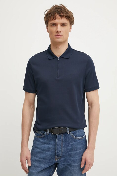 Calvin Klein polo de bumbac culoarea negru, neted, K10K112754
