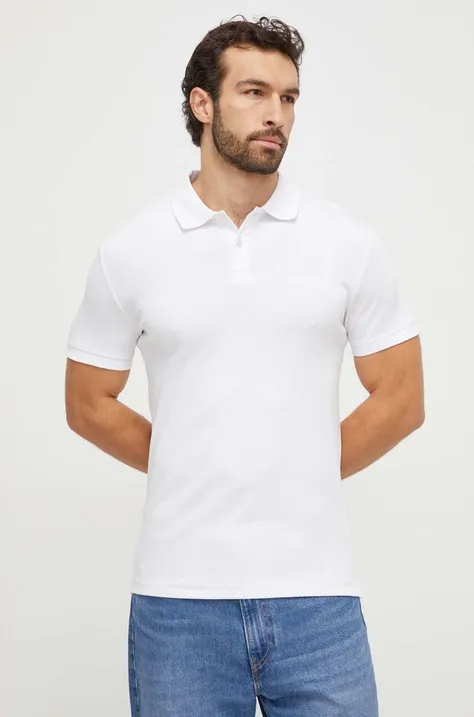 Polo majica Guess za muškarce, boja: bijela, bez uzorka