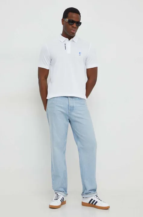 Βαμβακερό μπλουζάκι πόλο Karl Lagerfeld χρώμα: άσπρο