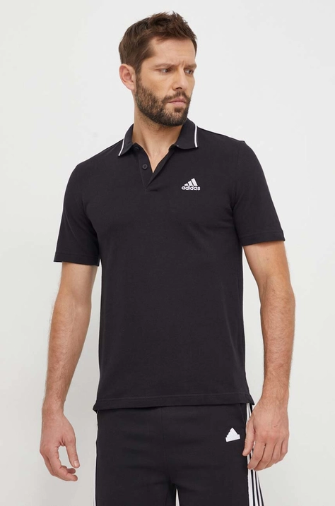 adidas polo bawełniane kolor czarny gładki IC9314