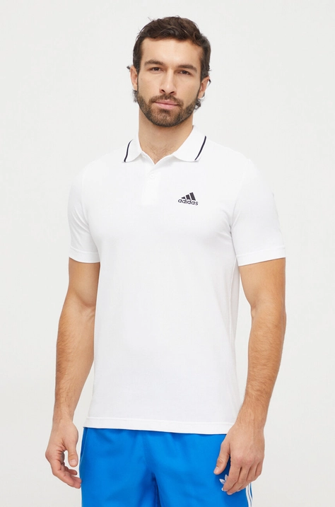 adidas polo bawełniane kolor biały z aplikacją IC9315