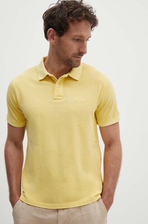 Pepe Jeans polo bawełniane NEW OLIVER GD kolor żółty gładki PM542099