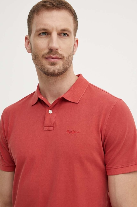 Pepe Jeans polo bawełniane NEW OLIVER GD kolor brązowy gładki PM542099