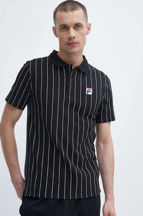Βαμβακερό μπλουζάκι πόλο Fila Luckenwalde χρώμα: μαύρο, FAM0614