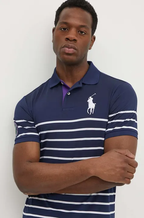 Polo tričko Polo Ralph Lauren pánske, tmavomodrá farba, vzorované, 710950178