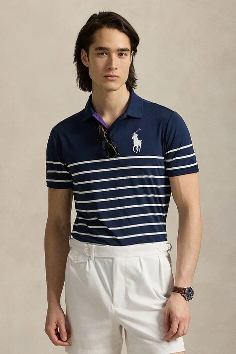 Polo Ralph Lauren tricou polo barbati, culoarea albastru marin, modelator, 710950178