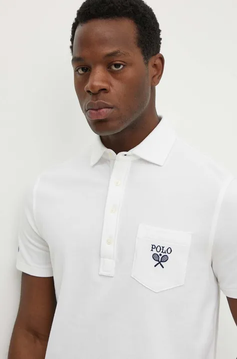 Bombažen polo Polo Ralph Lauren bela barva, 710952180