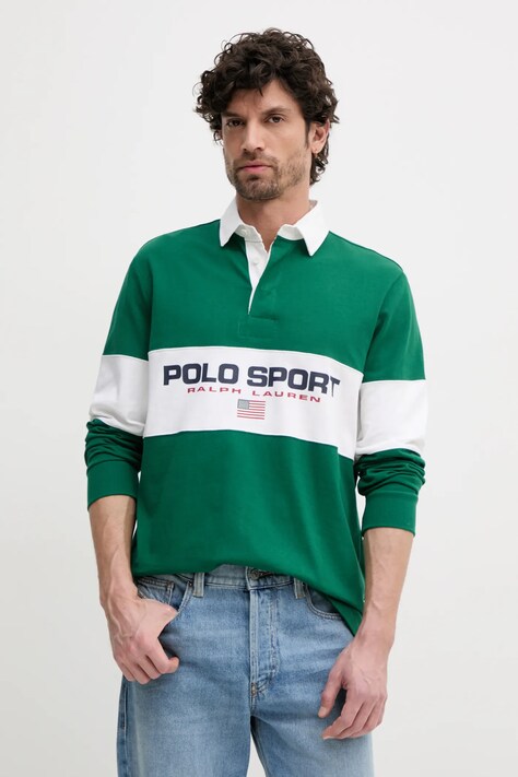 Polo Ralph Lauren pamut hosszúujjú zöld, sima, 710938458