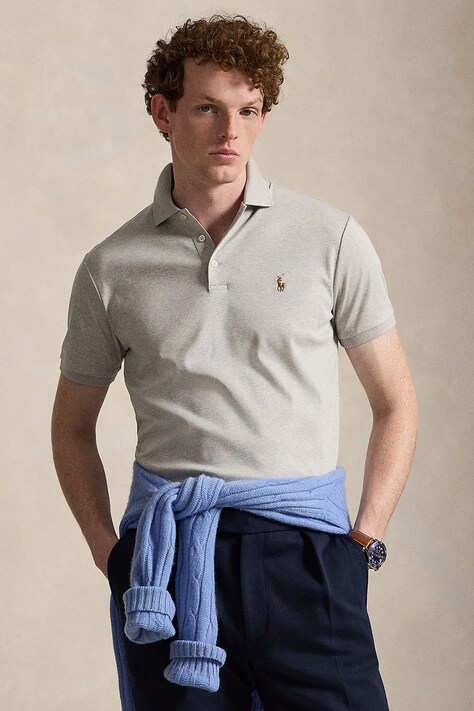 Polo Ralph Lauren polo męskie bawełniane szare 710704319