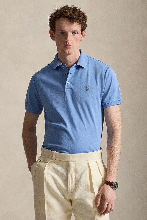 Polo Ralph Lauren polo męskie bawełniane niebieskie 710704319