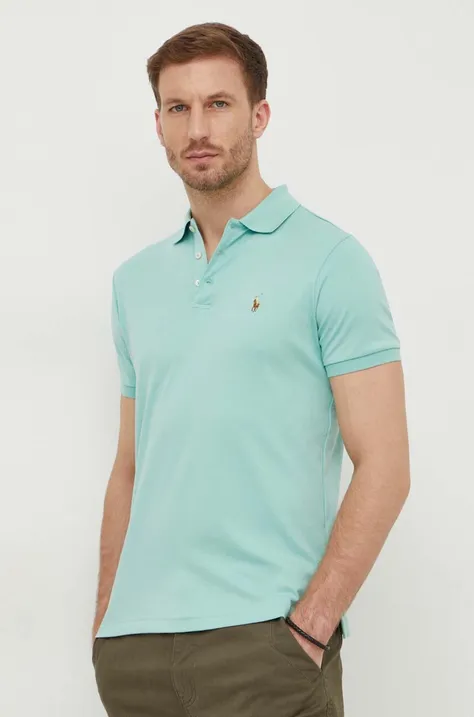 Bavlnené polo tričko Polo Ralph Lauren zelená farba, jednofarebný, 710704319