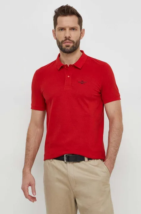 Polo tričko Aeronautica Militare pánsky, červená farba, jednofarebný