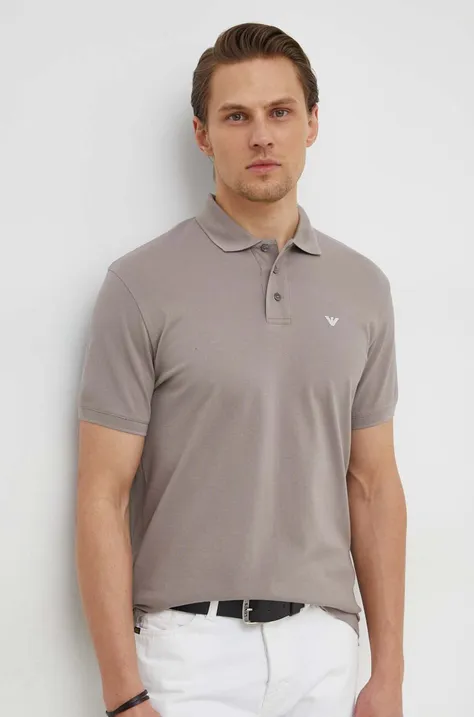 Βαμβακερό μπλουζάκι πόλο Emporio Armani χρώμα: μπεζ