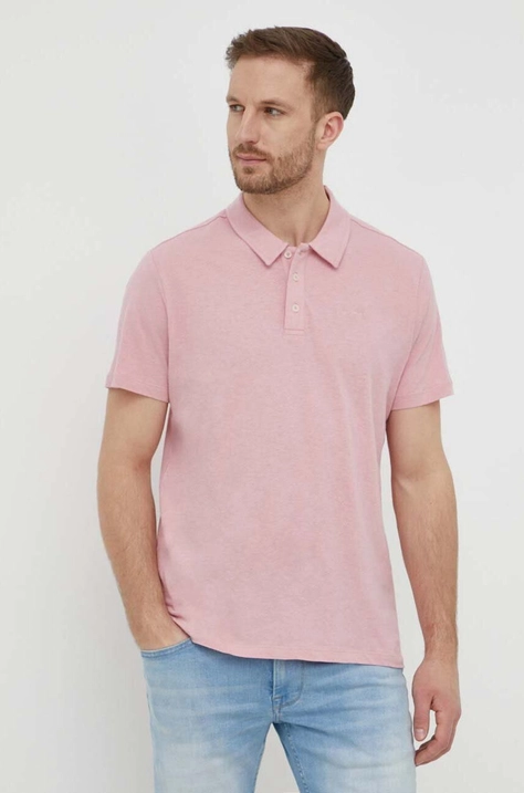 Pepe Jeans tricou polo din in culoarea roz, neted