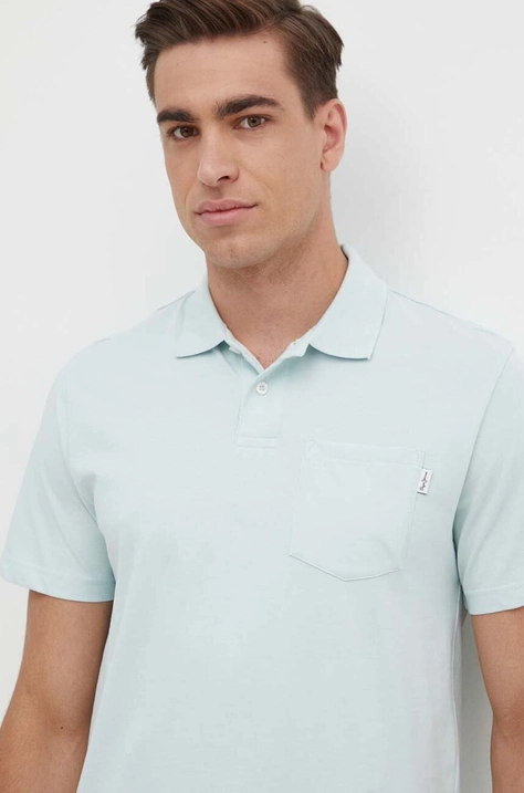 Pepe Jeans polo bawełniane HOLDEN kolor niebieski gładki PM542154