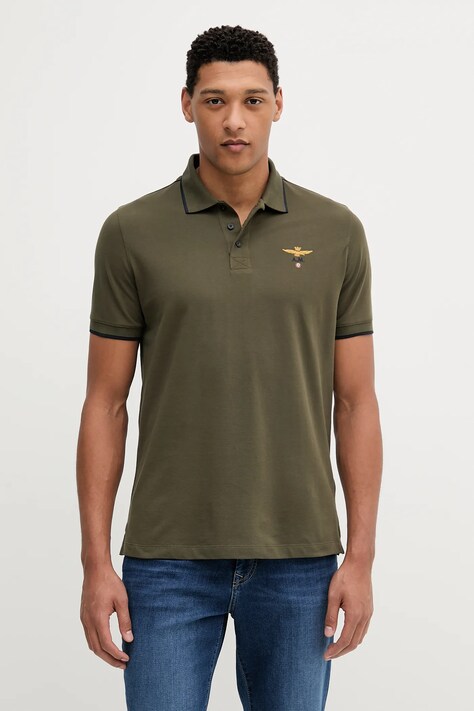 Aeronautica Militare polo de bumbac culoarea bleumarin, cu imprimeu, PO1308P82