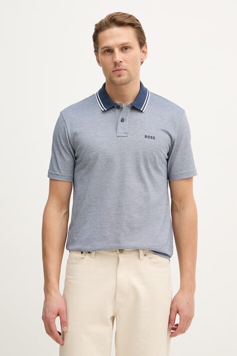 BOSS Orange polo bawełniane PeoxfordNew kolor niebieski melanżowy 50507814