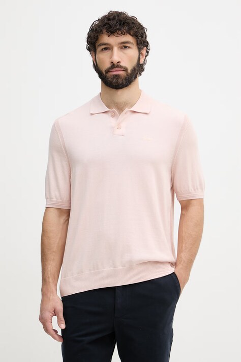 BOSS Orange πόλο ανδρικό με βαμβάκι ροζ 50514223