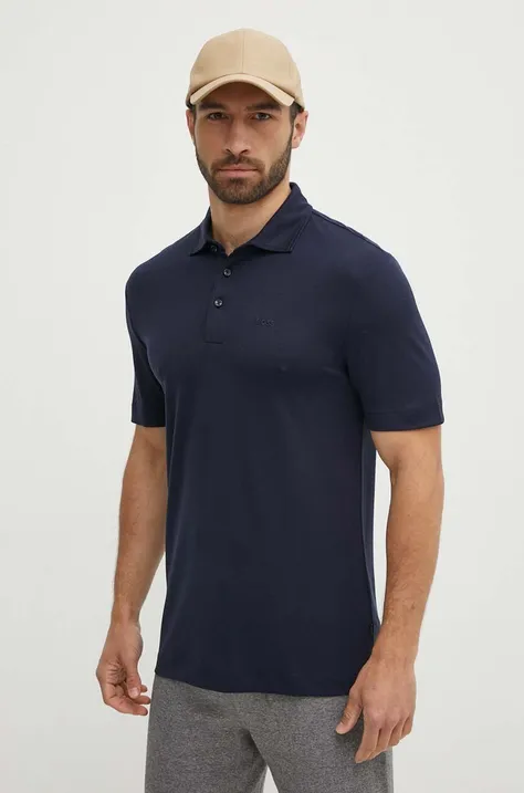 Polo majica BOSS za muškarce, boja: tamno plava, bez uzorka, 50508830