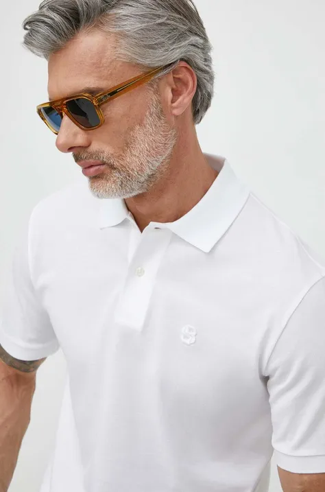 Bavlnené polo tričko BOSS biela farba,jednofarebný,50512112