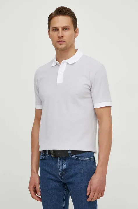 Βαμβακερό μπλουζάκι πόλο BOSS χρώμα: γκρι