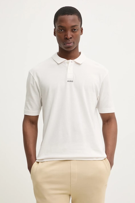 HUGO polo de bumbac culoarea roz, neted, 50493206