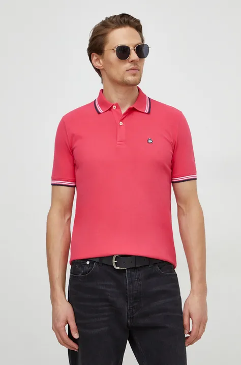 Polo tričko United Colors of Benetton pánsky, ružová farba, jednofarebný